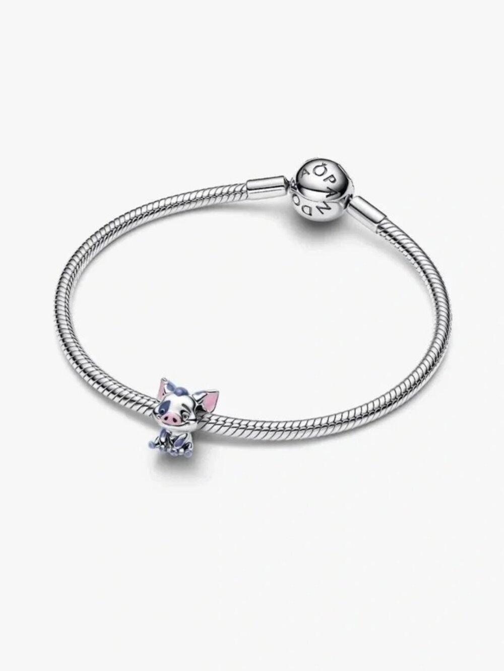 Pandora Silver Bracelet with Pink and Blue Pig Charm